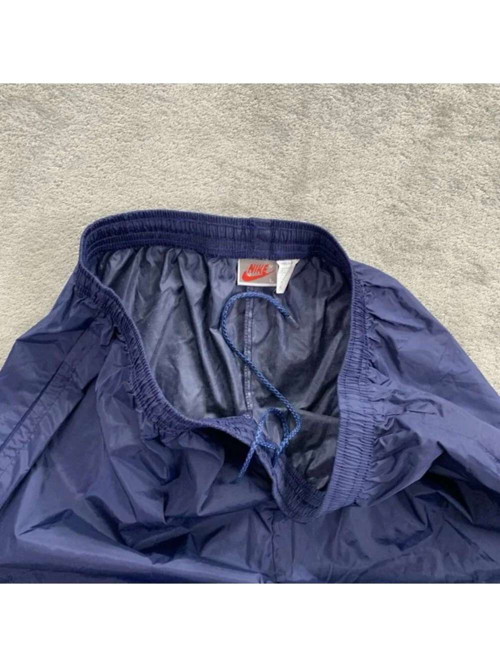 Vintage Nike Track Pants Mens Large Windbreaker Navy Blue Gray Tag 90’s Vented